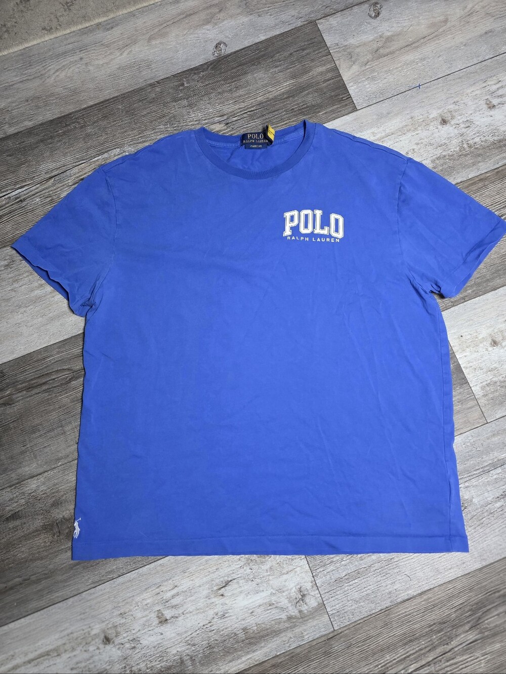Polo Ralph Lauren Classic Blue 100% Corton College Logo Print Tee Sz Lg